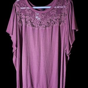 Torrid Mauve Lace Short Sleeve Top
